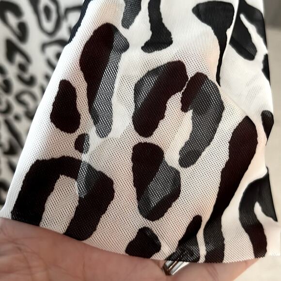 NWT $128 AFRM Anthropologie black white leopard stretchy mesh dress 3XL - Picture 8 of 11